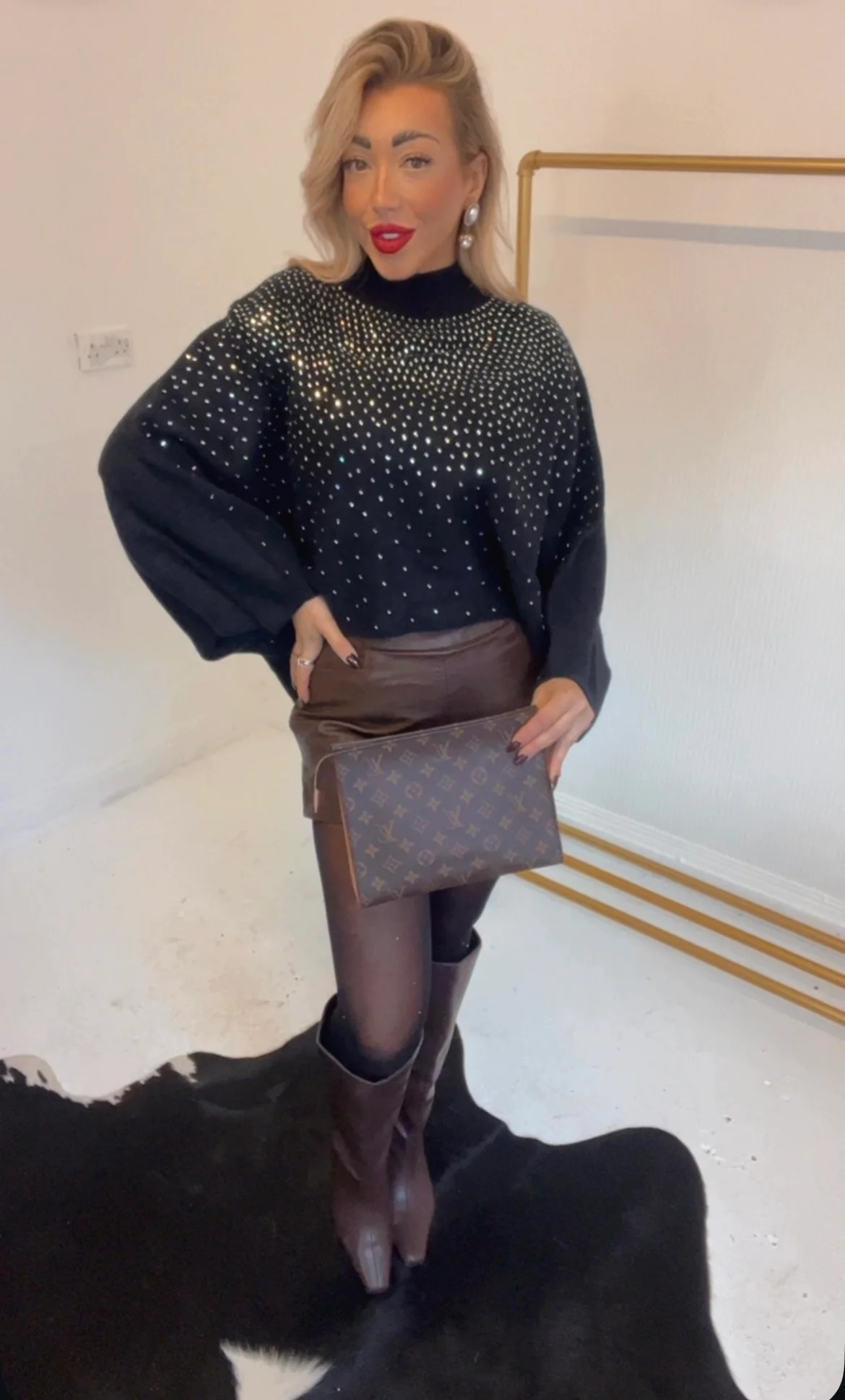 Black diamanté web sleeve jumper (size 10-22) - Image 3